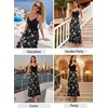 image:imageVFSHOW Womens Spaghetti Strap Formal Wedding Guest Ruched V Neck Ruffle Cocktail Evening Party Pocket A Line Long DressBlack and White Floral Print