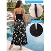 image:imageVFSHOW Womens Spaghetti Strap Formal Wedding Guest Ruched V Neck Ruffle Cocktail Evening Party Pocket A Line Long DressBlack and White Floral Print