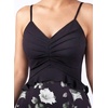 image:imageVFSHOW Womens Spaghetti Strap Formal Wedding Guest Ruched V Neck Ruffle Cocktail Evening Party Pocket A Line Long DressBlack and White Floral Print