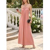 image:imageVFSHOW Womens Wedding Guest Cocktail Prom Dress 2026 Cut Out Ruched Beaded Halter Neck A Line Long Maxi Semi Formal Ball GwonPink