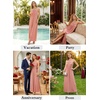image:imageVFSHOW Womens Wedding Guest Cocktail Prom Dress 2026 Cut Out Ruched Beaded Halter Neck A Line Long Maxi Semi Formal Ball GwonPink