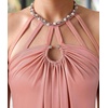 image:imageVFSHOW Womens Wedding Guest Cocktail Prom Dress 2026 Cut Out Ruched Beaded Halter Neck A Line Long Maxi Semi Formal Ball GwonPink