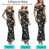 image:imageVFSHOW Womens Off The Shoulder Wedding Guest Maxi Long Dress 2026 Sexy Mesh One Shoulder Formal Cocktail Bodycon DressesBlack and White Floral Print