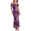 image:imageVFSHOW Womens Off The Shoulder Wedding Guest Maxi Long Dress 2026 Sexy Mesh One Shoulder Formal Cocktail Bodycon DressesPurple and Multi Floral Print