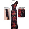 image:imageVFSHOW Womens Formal Prom Elegant Ruffle One Shoulder Beaded Strap Ruched Slit Maxi Dress Wedding Evening Long GownBlack and Red Floral Print