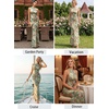 image:imageVFSHOW Womens Elegant Halter Neck Formal Bodycon Fitted Wedding Guest Long Cocktail Evening Mermaid Maxi DressGreen and Orange Floral Print