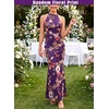 image:imageVFSHOW Womens Elegant Halter Neck Formal Bodycon Fitted Wedding Guest Long Cocktail Evening Mermaid Maxi DressPurple and Multi Floral Print