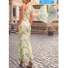image:imageVFSHOW Womens Elegant Halter Neck Formal Bodycon Fitted Wedding Guest Long Cocktail Evening Mermaid Maxi DressYellow and Multi Floral Print