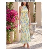 image:imageVFSHOW Womens Elegant Halter Neck Formal Bodycon Fitted Wedding Guest Long Cocktail Evening Mermaid Maxi DressYellow and Multi Floral Print