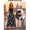 image:imageVFSHOW Womens Keyhole Halter Neck Semi Formal Wedding Guest Elegant Ruffle Cocktail Party Pocket A Line Long DressBlack and White Floral Print