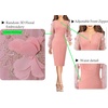 image:imageVFSHOW Womens Peach Pink Mesh 3D Floral Embroidery Cocktail Evening Bishop Sleeve Slim Front Zipper Party Bodycon Pencil Sheath Dress 8341 PIK XL