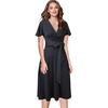 image:imageVFSHOW Womens Ruffle Flutter Sleeves Pockets Casual Party Wrap ALine Dress 563 BLK 3XL