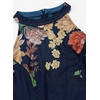 image:imageVFSHOW Womens Elegant Halter Neck Formal Bodycon Fitted Wedding Guest Long Cocktail Evening Mermaid Maxi DressDark Blue and Multi Floral Print