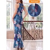 image:imageVFSHOW Womens Elegant Halter Neck Formal Bodycon Maxi Dress Printed Mesh Fitted Wedding Guest Night Out Long Cocktail Evening Mermaid Dresses Blue Floral Print XLarge 12851 BLU XL