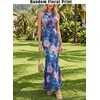 image:imageVFSHOW Womens Elegant Halter Neck Formal Bodycon Maxi Dress Printed Mesh Fitted Wedding Guest Night Out Long Cocktail Evening Mermaid Dresses Blue Floral Print Medium 12851 BLU M