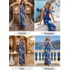 image:imageVFSHOW Womens Elegant Halter Neck Formal Bodycon Fitted Wedding Guest Long Cocktail Evening Mermaid Maxi DressBlue Floral Printb