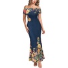 Dark Blue and Multi Floral Print