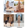 image:imageVFSHOW Womens Front Zipper Work Business ALine Dress Elegant Professional Office Career Church Fit and Flare Skater DressesApricot Tweed