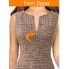 image:imageVFSHOW Womens Front Zipper Work Business ALine Dress Elegant Professional Office Career Church Fit and Flare Skater DressesApricot Tweed