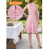 image:imageVFSHOW Womens Front Zipper Work Business ALine Dress Elegant Professional Office Career Church Fit and Flare Skater DressesPink Plaid Tweed