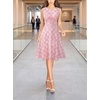 image:imageVFSHOW Womens Front Zipper Work Business ALine Dress Elegant Professional Office Career Church Fit and Flare Skater DressesPink Plaid Tweed