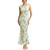image:imageVFSHOW Womens Boat Neck Formal Bodycon Maxi Sleeveless Slim Fitted Wedding Guest Long Cocktail Mermaid DressYellow and Multi Floral Print