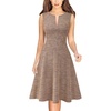 image:imageVFSHOW Womens Front Zipper Work Business ALine Dress Elegant Professional Office Career Church Fit and Flare Skater DressesApricot Tweed