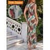 image:imageVFSHOW Womens Boat Neck Formal Bodycon Maxi Sleeveless Slim Fitted Wedding Guest Long Cocktail Mermaid DressMulticolor Leopard Print