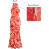 image:imageVFSHOW Womens Elegant Halter Neck Formal Bodycon Fitted Wedding Guest Long Cocktail Evening Mermaid Maxi DressOrange Floral Print
