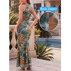 image:imageVFSHOW Womens Elegant Halter Neck Formal Bodycon Fitted Wedding Guest Long Cocktail Evening Mermaid Maxi DressOrange and Multi Floral Print