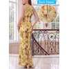 image:imageVFSHOW Womens Elegant Halter Neck Formal Bodycon Fitted Wedding Guest Long Cocktail Evening Mermaid Maxi DressOrange and Yellow Floral Print