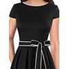 image:imageVFSHOW Womens Elegant Patchwork Pockets Pleated Work Office Business Casual Party Belted ALine Midi DressBlackwhite Piping