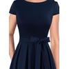 image:imageVFSHOW Womens Elegant Patchwork Pockets Pleated Work Office Business Casual Party Belted ALine Midi DressNavy Blueb