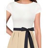 image:imageVFSHOW Womens Elegant Patchwork Pockets Pleated Work Office Business Casual Party Belted ALine Midi DressOff Whiteblackapricotb