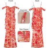 image:imageVFSHOW Womens Floral Cowl Neck Ruffle Wedding Guest Mermaid Maxi Dress  Adjustable Spaghetti Straps Off Shoulder Backless Printed Mesh Slim Bodycon Cocktail Parties SemiFormal Cruise DinnerOrange Floral Print