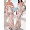 image:imageVFSHOW Womens Floral Cowl Neck Ruffle Wedding Guest Mermaid Maxi Dress  Adjustable Spaghetti Straps Off Shoulder Backless Printed Mesh Slim Bodycon Cocktail Parties SemiFormal Cruise DinnerPink Floral Print