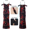 image:imageVFSHOW Womens Floral Cowl Neck Ruffle Wedding Guest Mermaid Maxi Dress  Adjustable Spaghetti Straps Off Shoulder Backless Printed Mesh Slim Bodycon Cocktail Parties SemiFormal Cruise DinnerBlack With Red Floral Print
