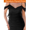 image:imageVFSHOW Womens Floral Cowl Neck Ruffle Wedding Guest Mermaid Maxi Dress  Adjustable Spaghetti Straps Off Shoulder Backless Printed Mesh Slim Bodycon Cocktail Parties SemiFormal Cruise DinnerBlack