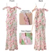 image:imageVFSHOW Womens Floral Cowl Neck Ruffle Wedding Guest Mermaid Maxi Dress  Adjustable Spaghetti Straps Off Shoulder Backless Printed Mesh Slim Bodycon Cocktail Parties SemiFormal Cruise DinnerPink Floral Print
