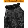 image:imageVFSHOW Womens Formal Sexy Halter High Slit Prom Wedding Guest Maxi Dress 2023 Illusion Sweetheart Neckline Evening Long GownFloral Embroidery  Sparkly Black