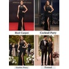 image:imageVFSHOW Womens Formal Sexy Halter High Slit Prom Wedding Guest Maxi Dress 2023 Illusion Sweetheart Neckline Evening Long GownFloral Embroidery  Sparkly Black