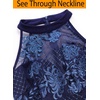 image:imageVFSHOW Womens Formal Sexy Halter High Slit Prom Wedding Guest Maxi Dress 2023 Illusion Sweetheart Neckline Evening Long GownFloral Embroidery  Sparkly Navy Blue