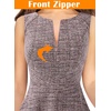 image:imageVFSHOW Womens Front Zipper Work Business ALine Dress Elegant Professional Office Career Church Fit and Flare Skater Dresses with Pockets Pink Tweed XSmall 12818 PIK XS