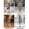 image:imageVFSHOW Womens Front Zipper Work Business Office Bodycon Dress Elegant Professional Career Church Party Pencil Sheath DressPink Tweedb