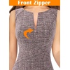 image:imageVFSHOW Womens Front Zipper Work Business Office Bodycon Dress Elegant Professional Career Church Party Pencil Sheath DressPink Tweedb