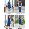 image:imageVFSHOW Womens Front Zipper Work Business Office Bodycon Dress Elegant Professional Career Church Party Pencil Sheath DressRoyal Blue