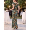 image:imageVFSHOW Womens Off The Shoulder Wedding Guest Maxi Long Dress 2026 Sexy Mesh One Shoulder Formal Cocktail Bodycon DressesOrange and Multi Floral Print