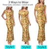 image:imageVFSHOW Womens Off The Shoulder Wedding Guest Maxi Long Dress 2026 Sexy Mesh One Shoulder Formal Cocktail Bodycon DressesOrange and Yellow Floral Print