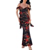 Black With Red Floral Print-b