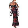 image:imageVFSHOW Womens Floral Cowl Neck Ruffle Wedding Guest Mermaid Maxi Dress  Adjustable Spaghetti Straps Off Shoulder Backless Printed Mesh Slim Bodycon Cocktail Parties SemiFormal Cruise DinnerBlack With Red Floral Print
